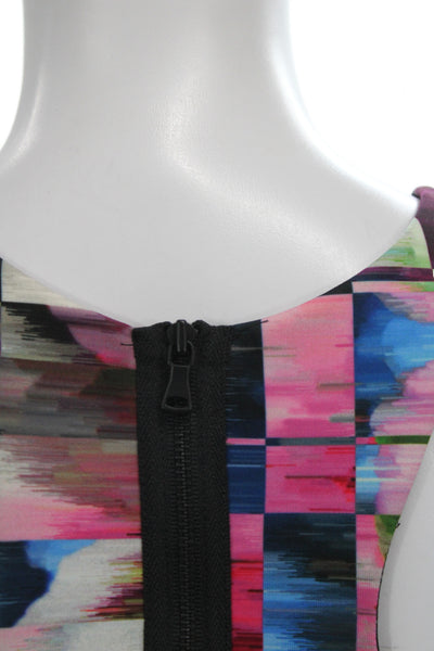 Milly Womens Multicolor Geometric Sleeveless Camisole Round Neck Zip Size S