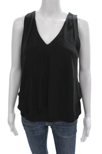 Theory Womens Silk V-Neck Camisole Black Sleeveless Petite Size S