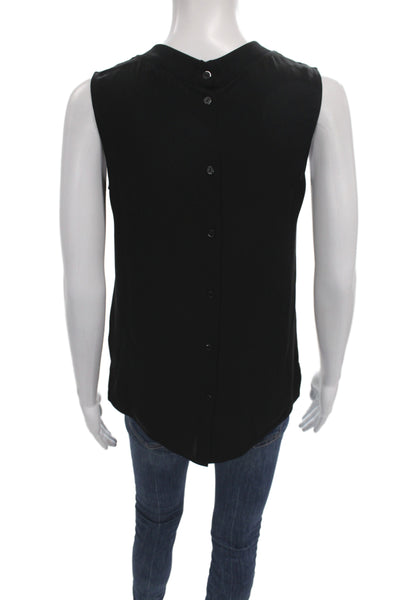 Theory Women Basic Silk Sleeveless Crew Neck Tank Black Petite Size S