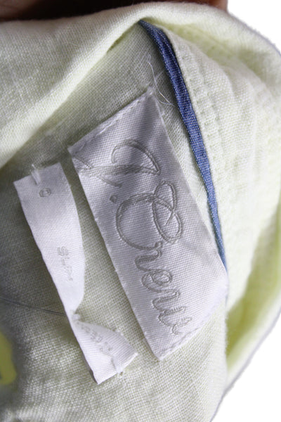 J Crew Womens Yellow 100% Linen Collared Long Sleeve Basic Button-Up Size 0