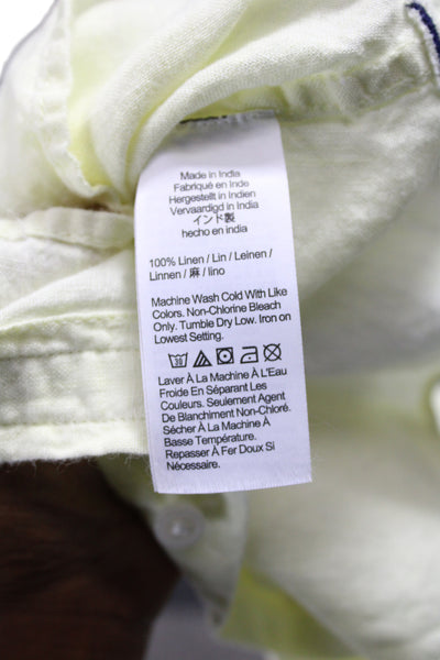 J Crew Womens Yellow 100% Linen Collared Long Sleeve Basic Button-Up Size 0