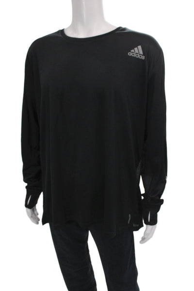 Adidas Mens Pullover T-Shirt Long Sleeve Black Crew Neck Size 2XL