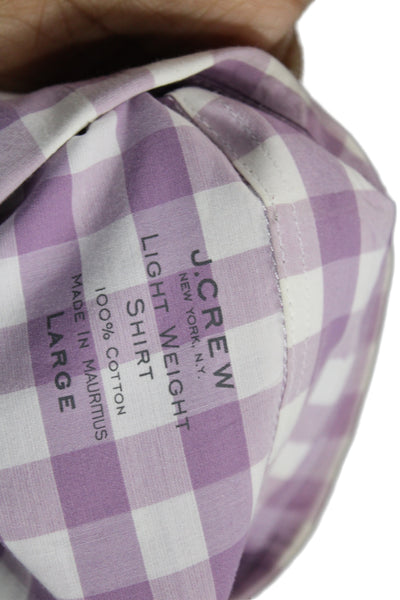 J Crew Mens Cotton Gingham Light Weight Button Down Shirt Purple Size Large