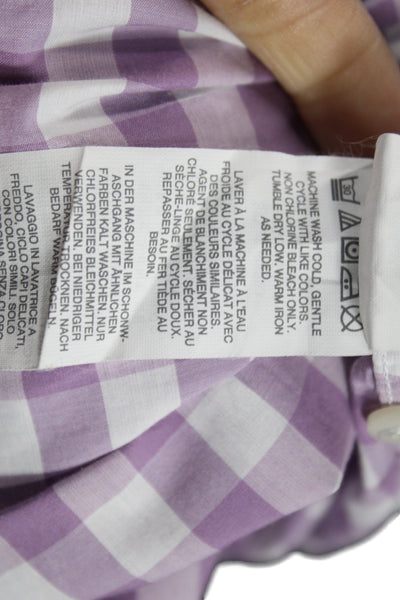 J Crew Mens Cotton Gingham Light Weight Button Down Shirt Purple Size Large