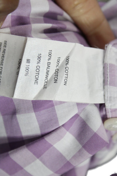 J Crew Mens Cotton Gingham Light Weight Button Down Shirt Purple Size Large