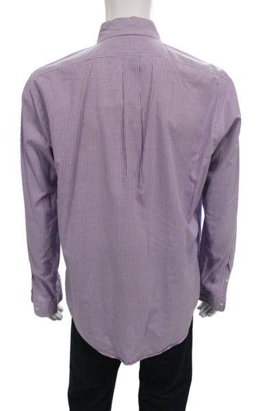 Ralph Lauren Blue Label Mens Gingham Button Down Shirt Purple Size L