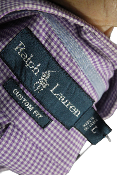 Ralph Lauren Blue Label Mens Gingham Button Down Shirt Purple Size L