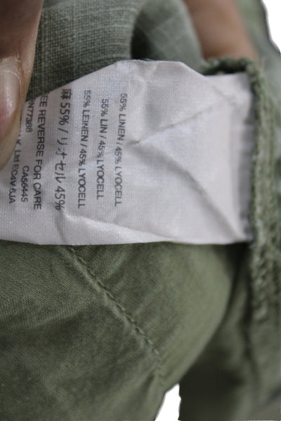 J Crew Women Jogger Pants Green Linen Drawstring Size 0