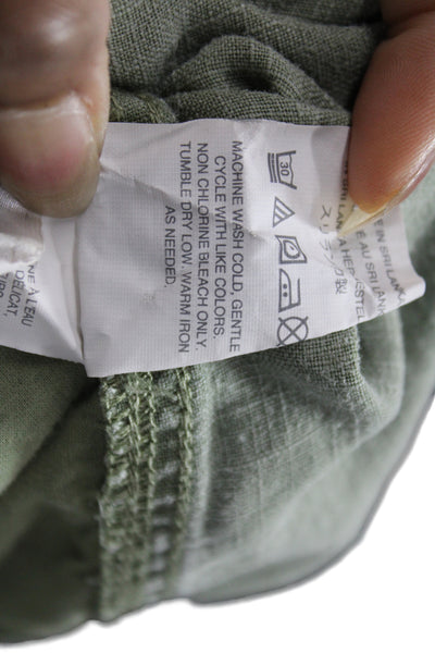 J Crew Women Jogger Pants Green Linen Drawstring Size 0