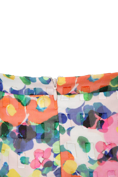 Saloni Womens Floral Mini Skirt Multicolor Zip 100% Polyester Size 4