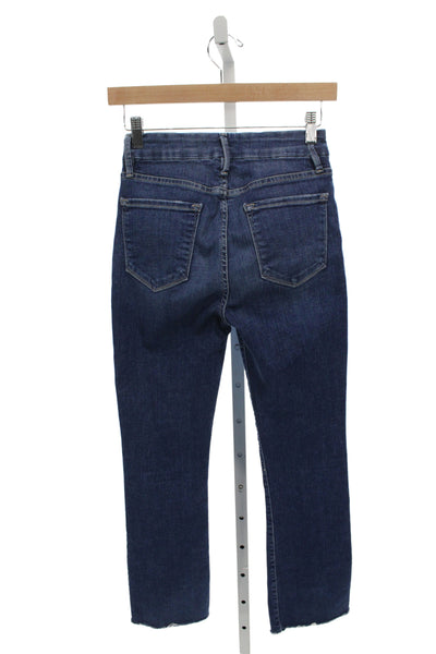 Frame Womens Cropped High Rise Blue Cotton Jeans 28 Inseam Size 25