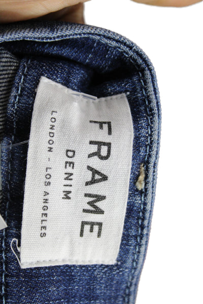 Frame Womens Cropped High Rise Blue Cotton Jeans 28 Inseam Size 25