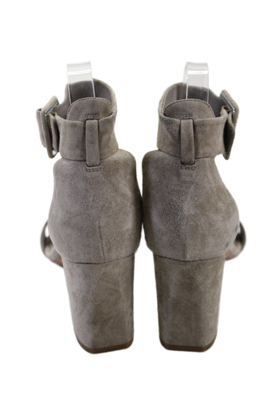 Vince Womens Suede Ankle Strap Block Heels Sandals Shoes Gray Size 7.5M