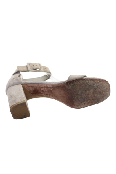Vince Womens Suede Ankle Strap Block Heels Sandals Shoes Gray Size 7.5M