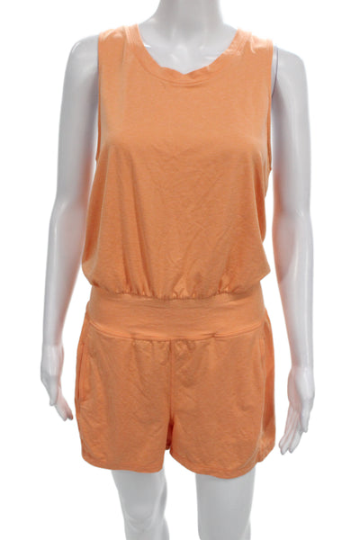 Sweaty Betty Women Sleeveless Orange Romper Scoop Neck Pullover Size S