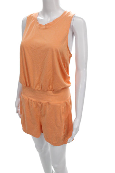 Sweaty Betty Women Sleeveless Orange Romper Scoop Neck Pullover Size S