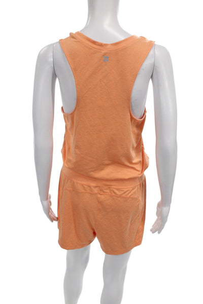 Sweaty Betty Women Sleeveless Orange Romper Scoop Neck Pullover Size S