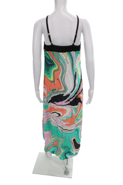 Trina Turk Women Maxi Tie Dye Halter Sleeveless Midi Dress Multicolor Size XS