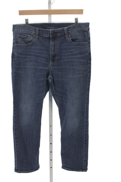 Calvin Klein Mens Straight Jeans Blue Cotton Button Size 34