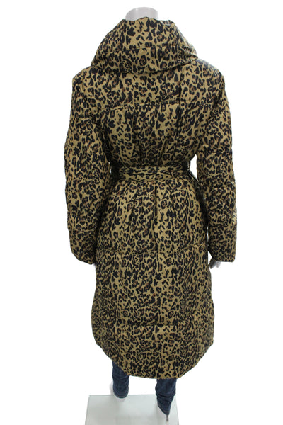 J Crew Women Puffer Jacket Leopard Print Multi Zip Long Sleeve Size XS