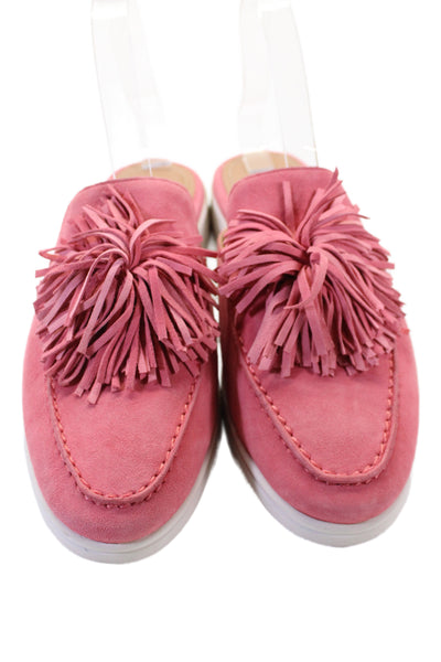 Johnston & Murphy Womens Suede Slip On Mules Flats Pink Size 7M