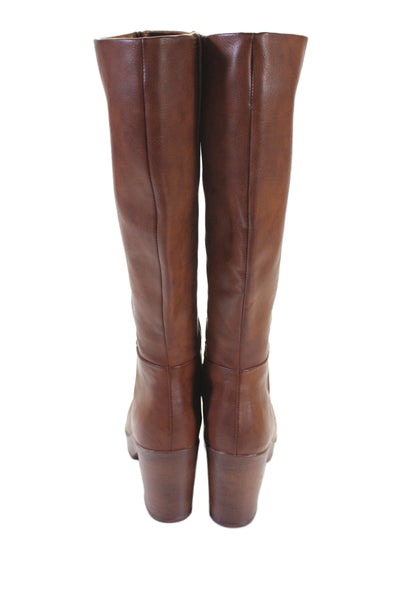 BOC Womens Leather Side Zip Platform Boots Brown Size 7M