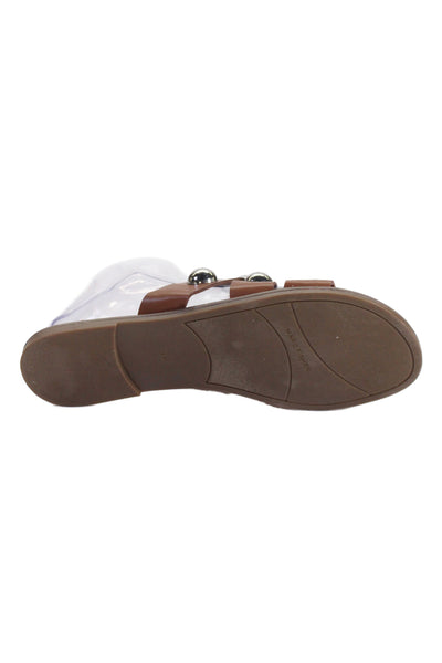 Marc Fisher Womens Studded Leather Strappy Sandals Brown Size 7M