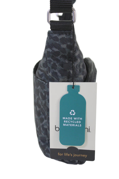 Baggallini Womens Animal Print Zip Up Shoulder Bag Black