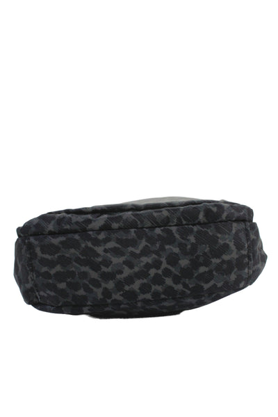 Baggallini Womens Animal Print Zip Up Shoulder Bag Black