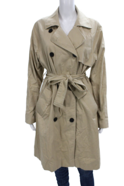 Quince Women Trench Coat Beige Organic Cotton Button Size L