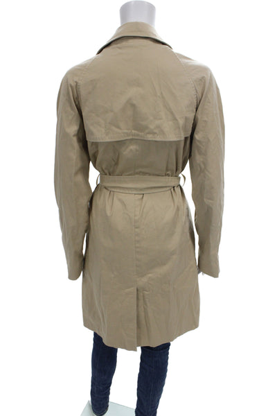 Quince Women Trench Coat Beige Organic Cotton Button Size L