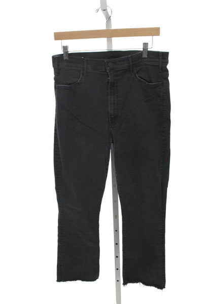 Mother Womens Cropped High Rise Black Cotton Jeans Button Size 33