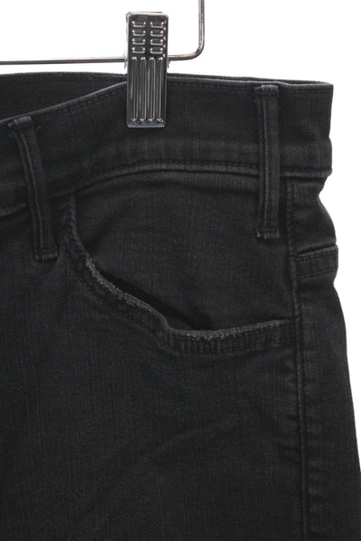 Mother Womens Cropped High Rise Black Cotton Jeans Button Size 33