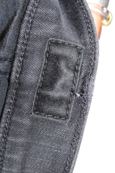 Mother Womens Cropped High Rise Black Cotton Jeans Button Size 33