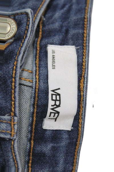 Vervet Womens Skinny Jeans Blue Mid Rise Button Size 28