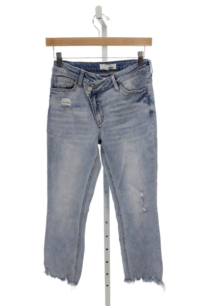 Vervet Women Cropped Jeans Blue Mid Rise Button Cotton Size 26
