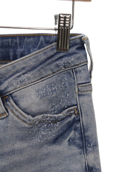Vervet Women Cropped Jeans Blue Mid Rise Button Cotton Size 26