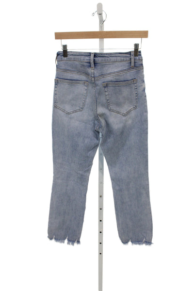 Vervet Women Cropped Jeans Blue Mid Rise Button Cotton Size 26