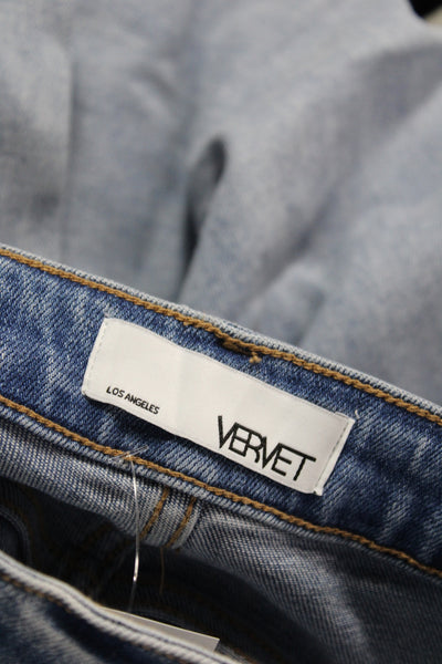 Vervet Women Cropped Jeans Blue Mid Rise Button Cotton Size 26
