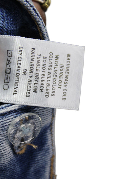 Vervet Women Cropped Jeans Blue Mid Rise Button Cotton Size 26