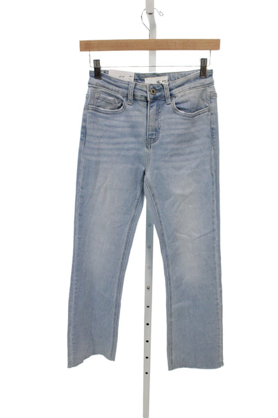 Vervet Women Straight Jeans Blue Mid Rise Button Cotton Size 25