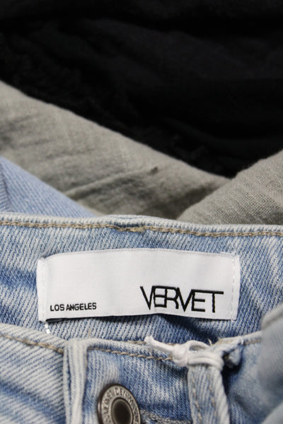 Vervet Women Straight Jeans Blue Mid Rise Button Cotton Size 25
