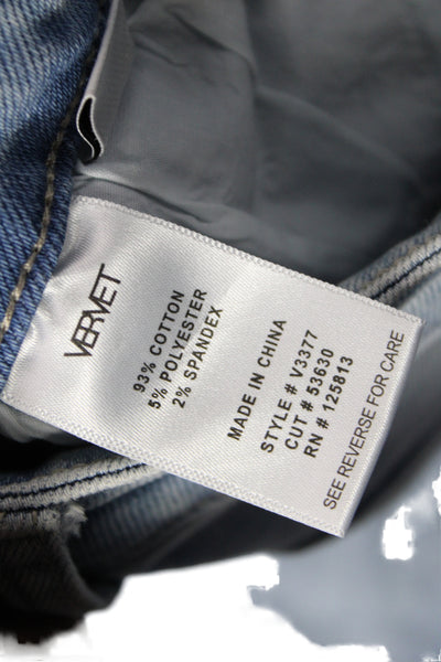 Vervet Women Straight Jeans Blue Mid Rise Button Cotton Size 25