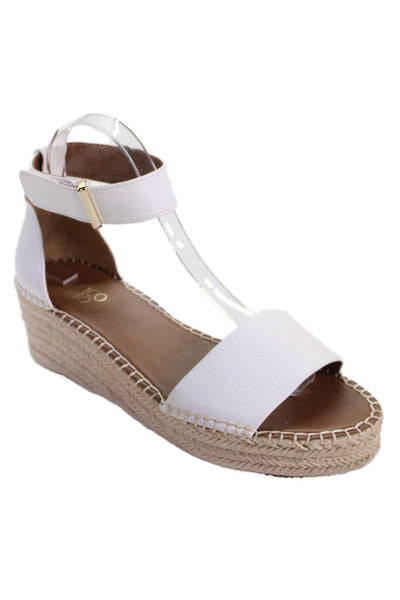 Franco Sarto Womens Leather Espadrille Ankle Strap Sandals White Size 8M