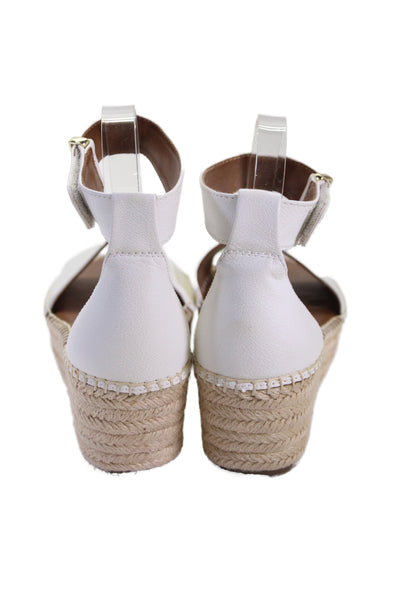 Franco Sarto Womens Leather Espadrille Ankle Strap Sandals White Size 8M