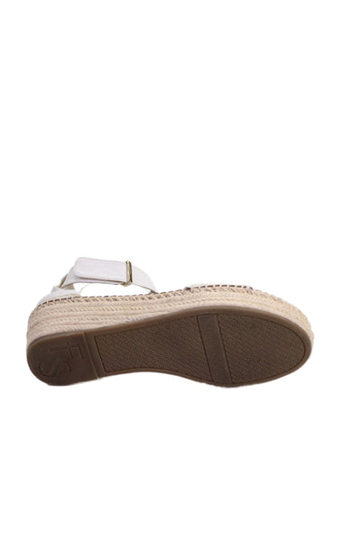 Franco Sarto Womens Leather Espadrille Ankle Strap Sandals White Size 8M