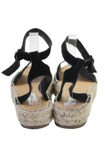 Steve Madden Womens Suede Ankle Strap Platform Sandals Black Size 7.5