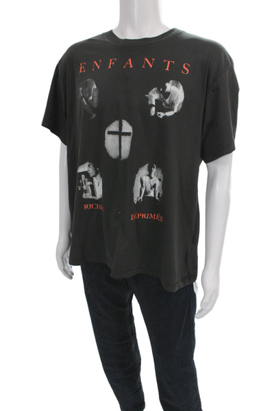 Enfants Riches Deprimes Mens Black Basic Graphic Cotton Crew Neck Tee Size XL