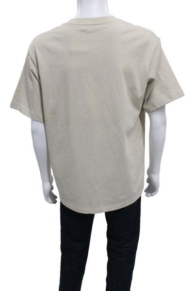 Dior Mens Basic Beige Cotton Crew Neck Short Sleeve T-Shirt Size M