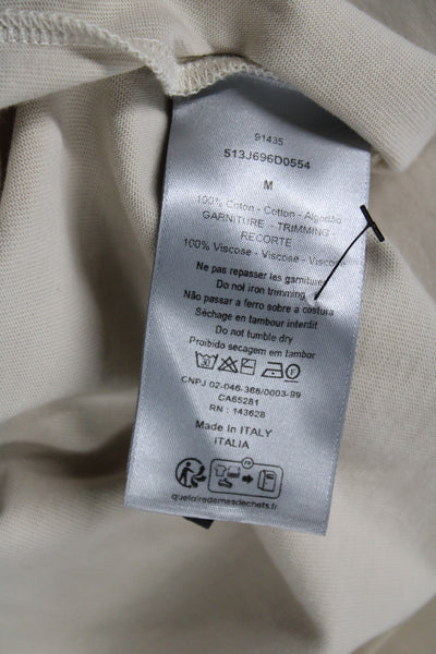 Dior Mens Basic Beige Cotton Crew Neck Short Sleeve T-Shirt Size M